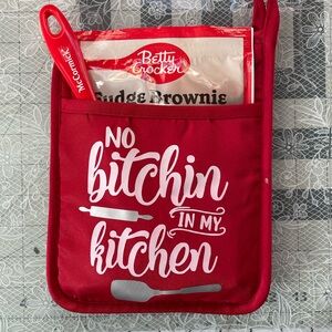 Betty Crocker Red Kitchen Set and Fudge Brownie Mix.